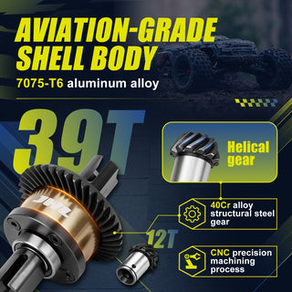 JWL 39T Full Metal Front/Rear Differential with 13T Input Spiral Gear for ARRMA 8S Series