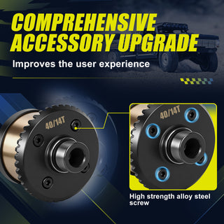 JWL 40T Rear Differential with 14T Input Spiral Gear for LOSI BAJA REY Series