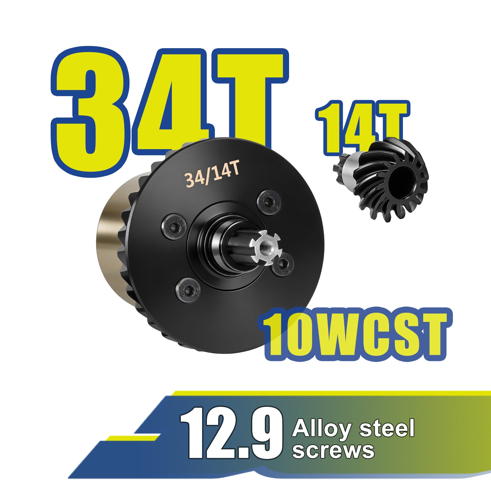JWL Full Metal 34T Front/Rear Differential with 14T Input Spiral Gear for ARRMA 1/10 3S Series