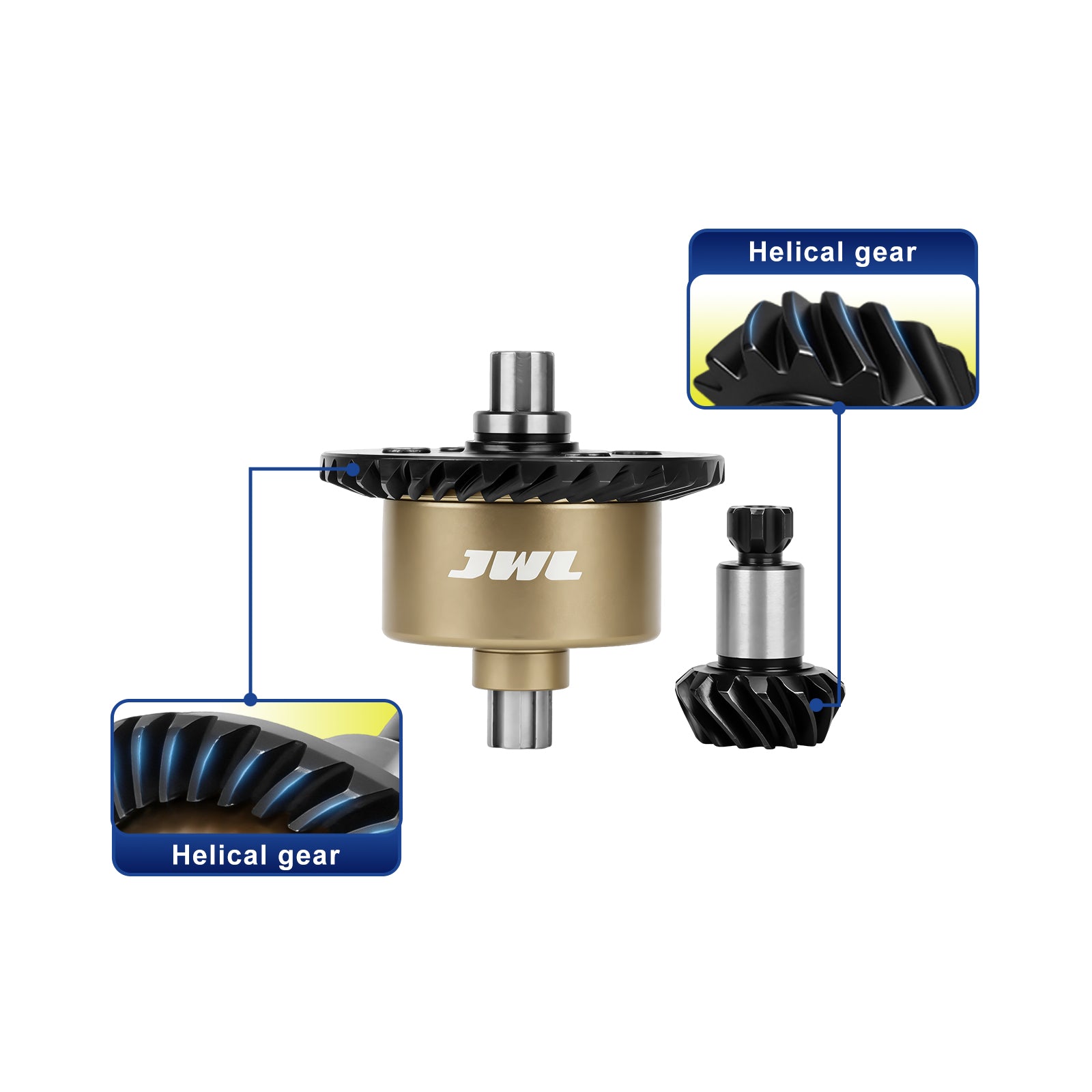 JWL Full Metal 34T Front/Rear Differential with 14T Input Spiral Gear for ARRMA 1/10 3S Series