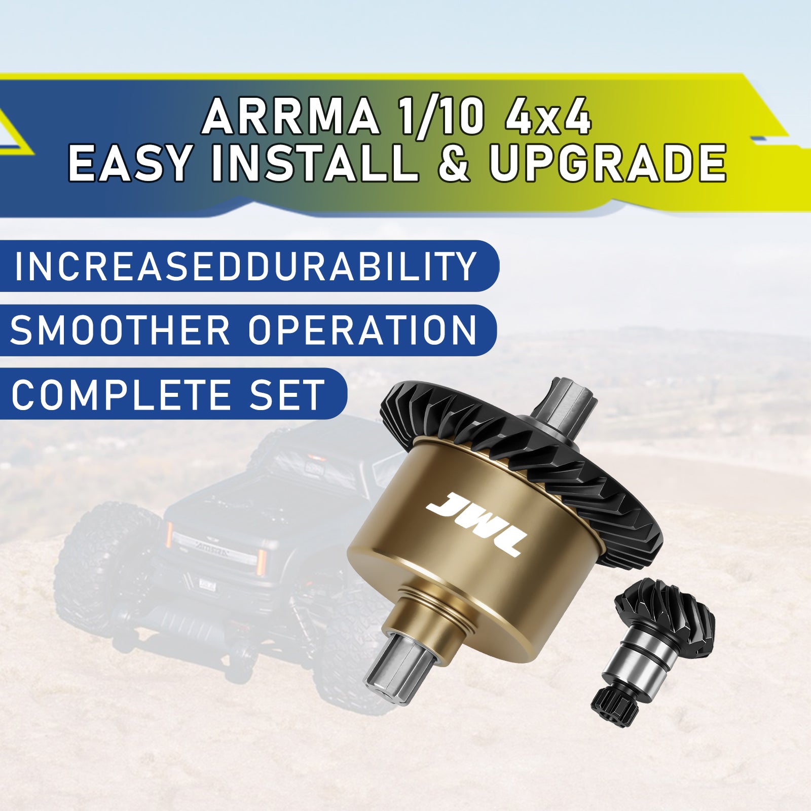 JWL 37T Full Metal Front/Rear Differential with 13T Input Spiral Gear for ARRMA 1/10 3S Series