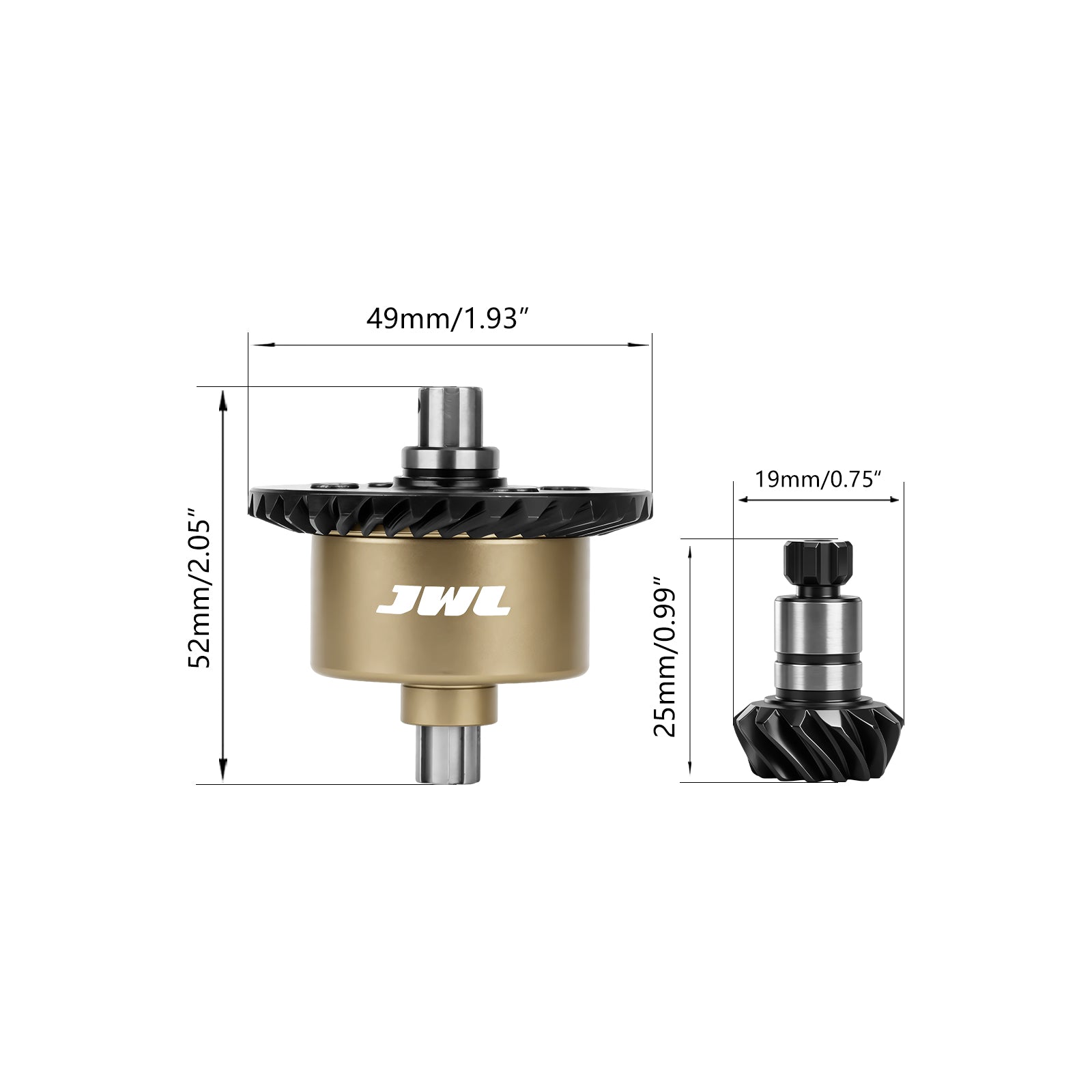JWL 37T Full Metal Front/Rear Differential with 13T Input Spiral Gear for ARRMA 1/10 3S Series