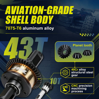JWL 43T Front/Rear Differential with 10T Input Gear for ARRMA 6S Series Upgrades Parts
