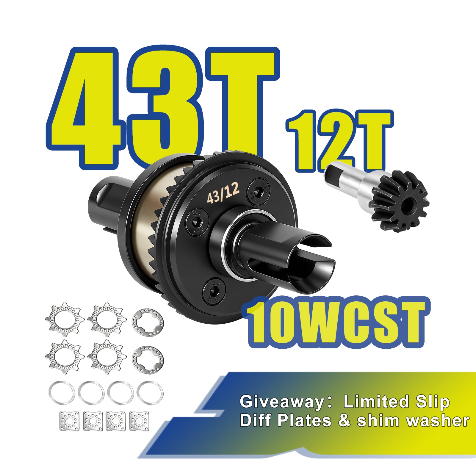 JWL 43T Front/Rear Differential with 12T Input Gear for ARRMA 6S Series Upgrades Parts