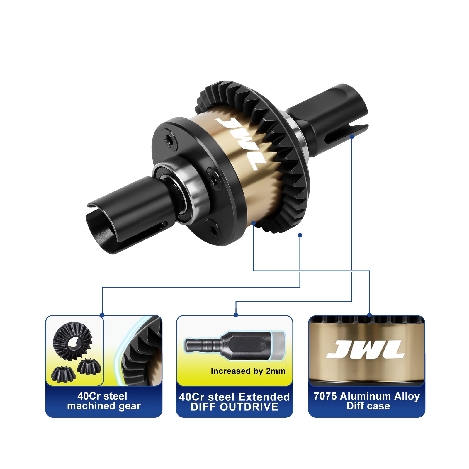 JWL 43T Front/Rear Differential with 13T Input Gear for ARRMA 6S Series Upgrades Parts