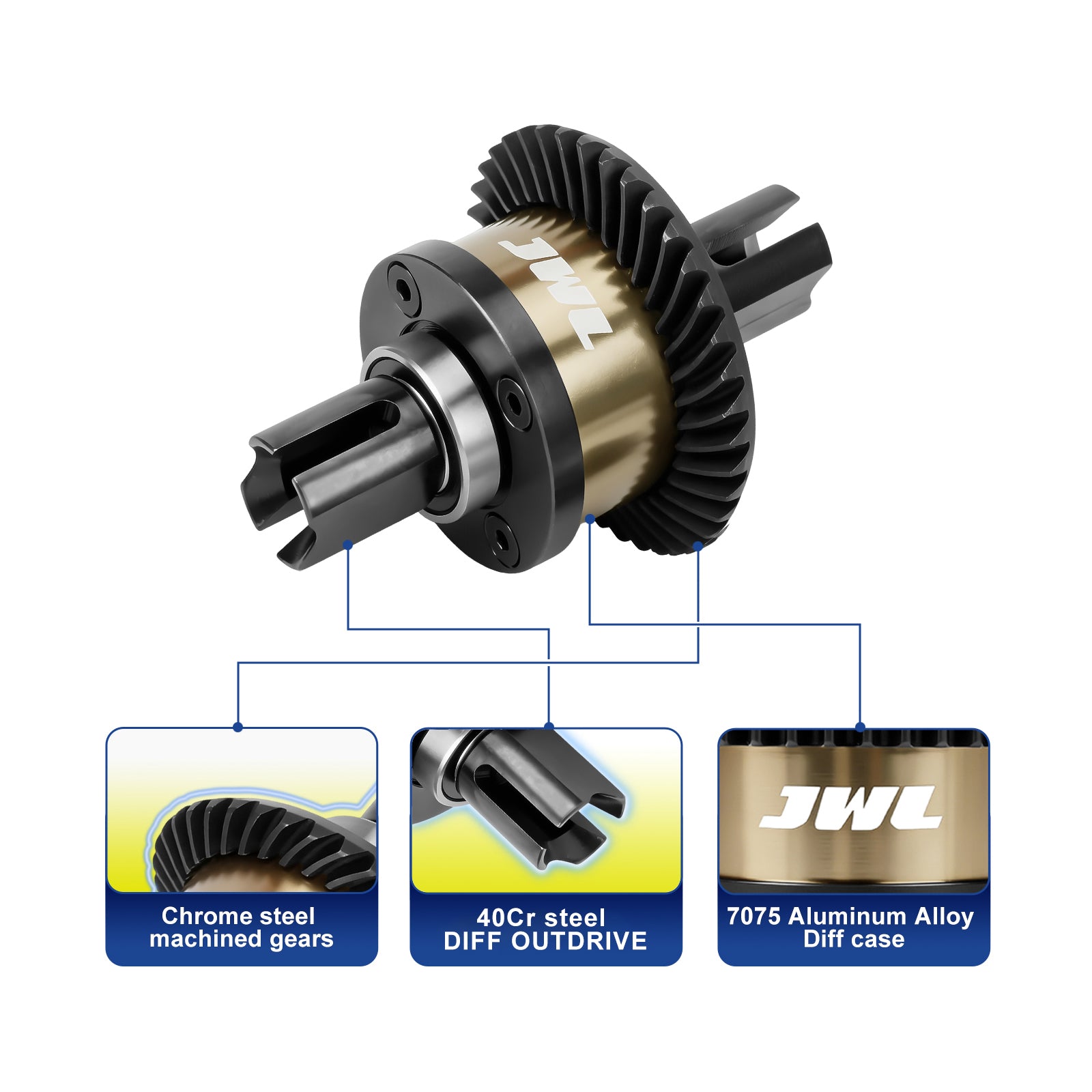 JWL 39T Full Metal Front/Rear Differential with 13T Input Spiral Gear for ARRMA 8S Series