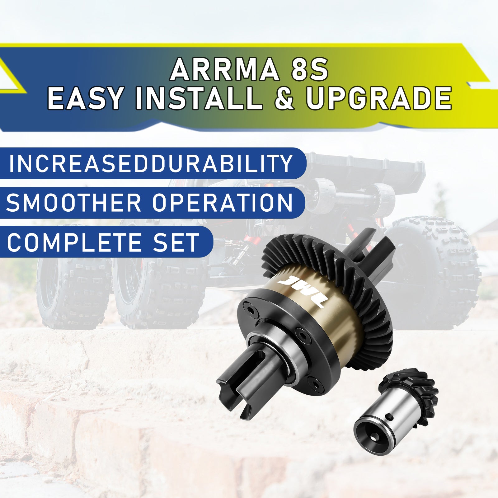 JWL 39T Full Metal Front/Rear Differential with 13T Input Spiral Gear for ARRMA 8S Series