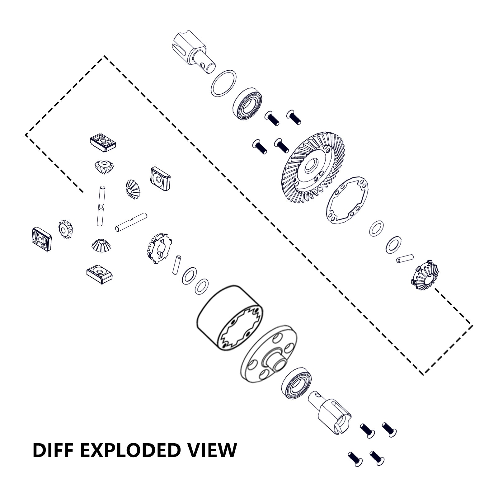 JWL 39T Full Metal Front/Rear Differential with 13T Input Spiral Gear for ARRMA 8S Series