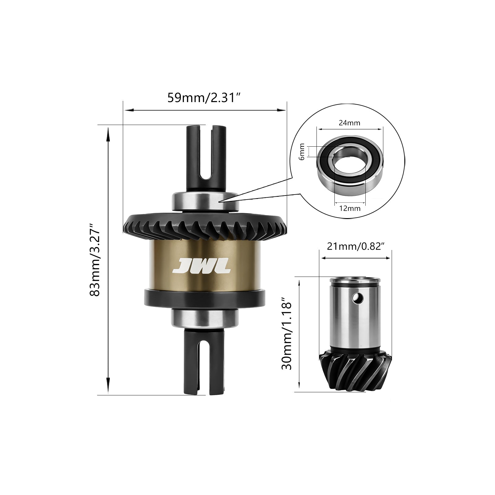JWL 39T Full Metal Front/Rear Differential with 13T Input Spiral Gear for ARRMA 8S Series