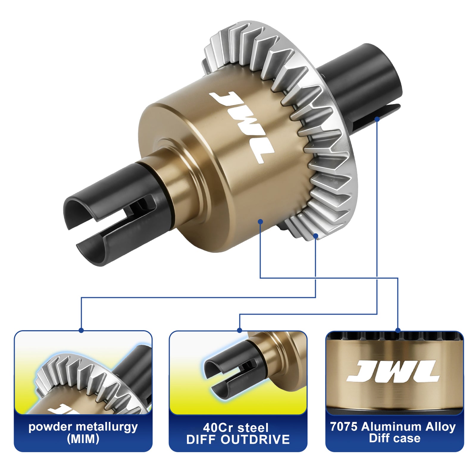 JWL 30T Rear Differential with 12T Input Gear for ARRMA GROM Series