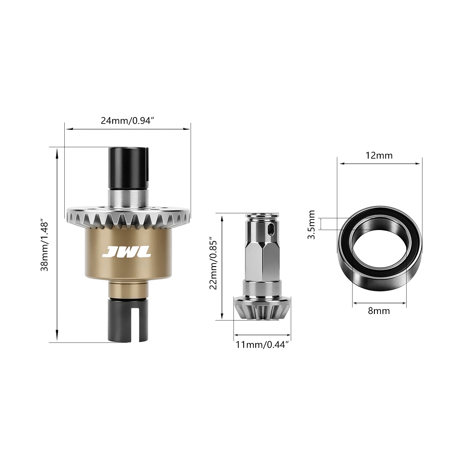 JWL 30T Rear Differential with 12T Input Gear for ARRMA GROM Series