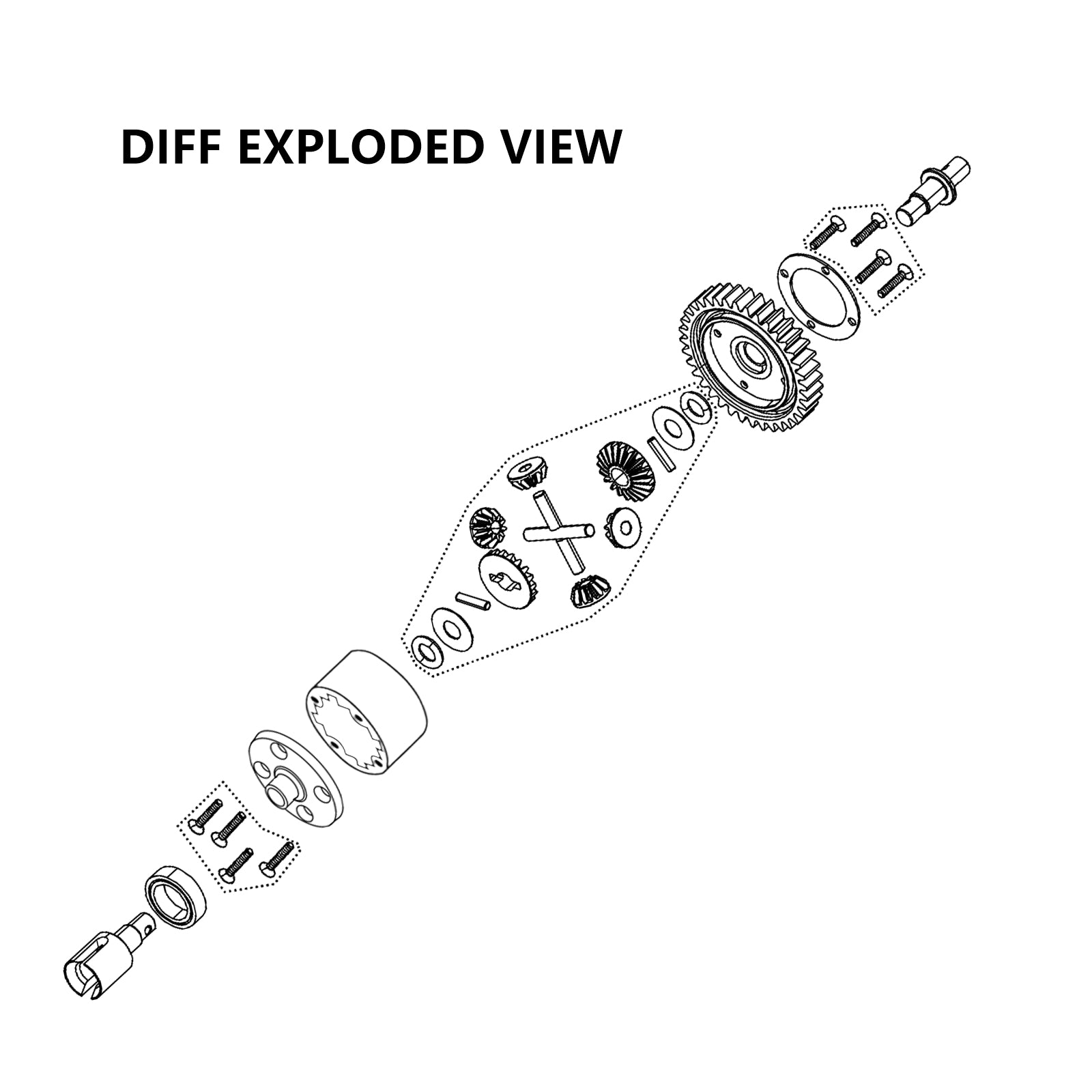 JWL 36T Full Metal Center Differential for LOSI BAJA REY Series Upgrades