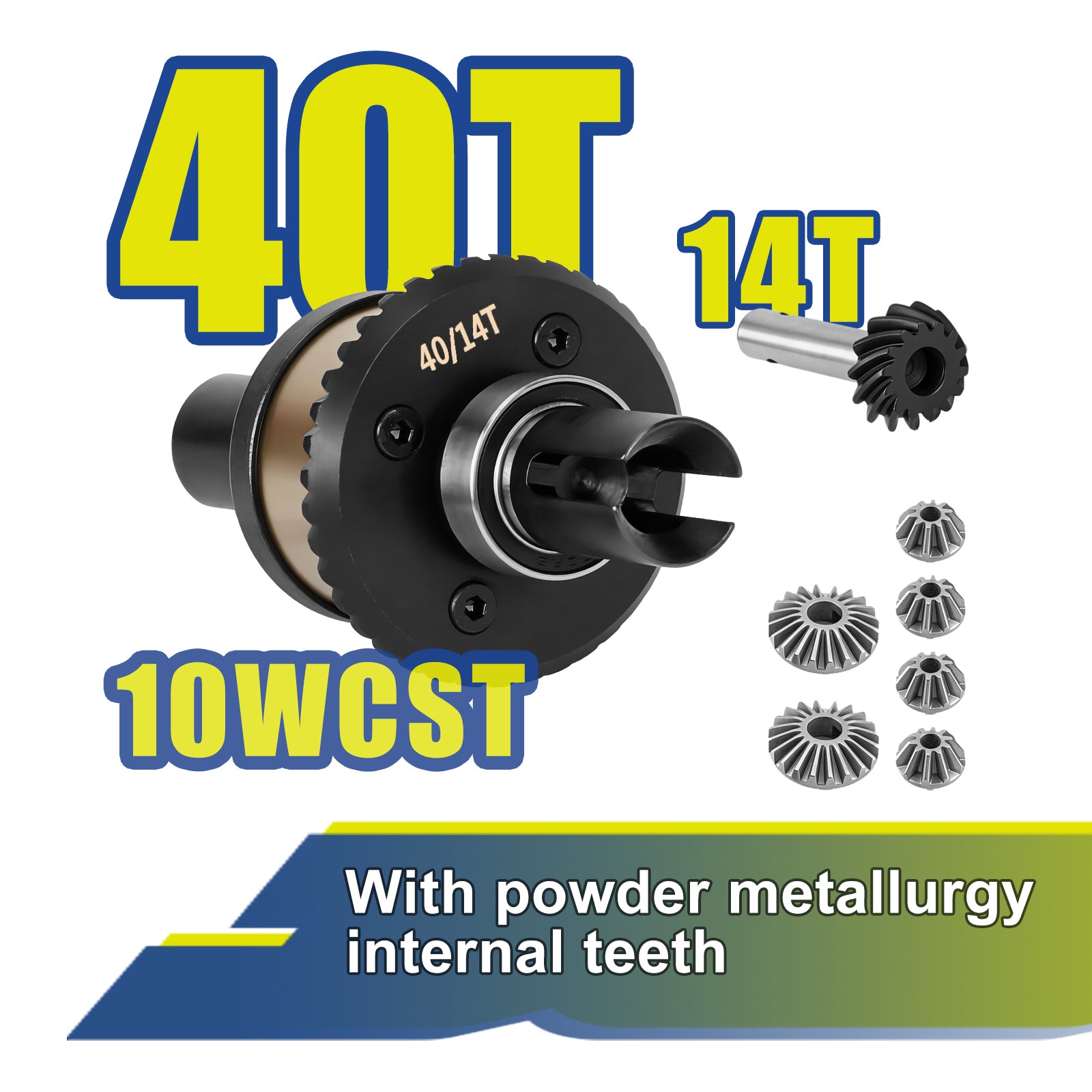 JWL 40T Front Differential with 14T Input Spiral Gear for LOSI BAJA REY Series