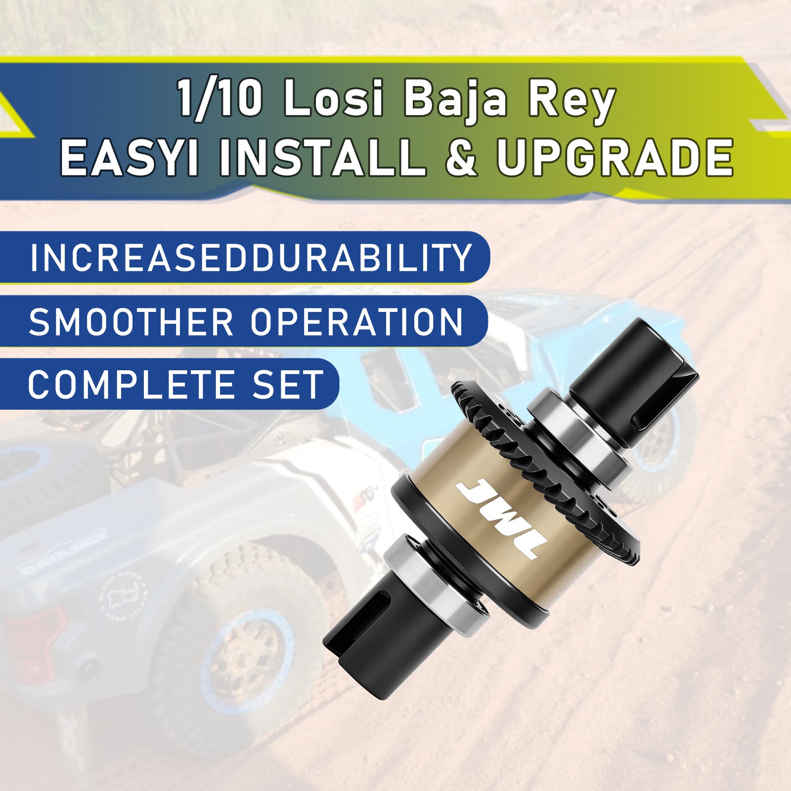 JWL 40T Front Differential with 14T Input Spiral Gear for LOSI BAJA REY Series