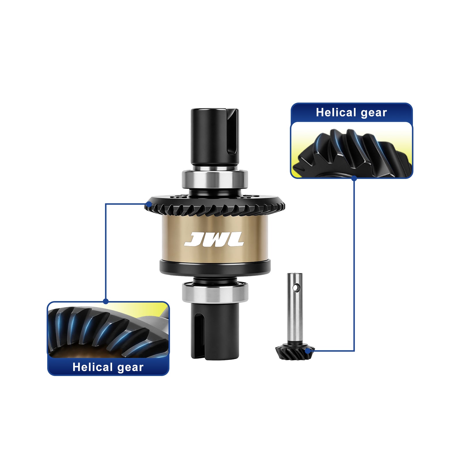 JWL 40T Front Differential with 14T Input Spiral Gear for LOSI BAJA REY Series