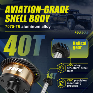 JWL 40T Rear Differential with 14T Input Spiral Gear for LOSI BAJA REY Series