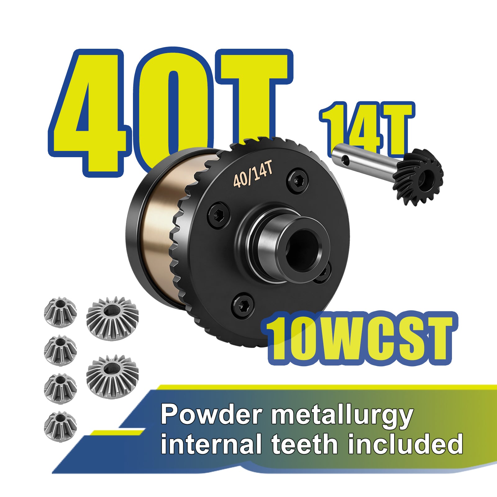 JWL 40T Rear Differential with 14T Input Spiral Gear for LOSI BAJA REY Series