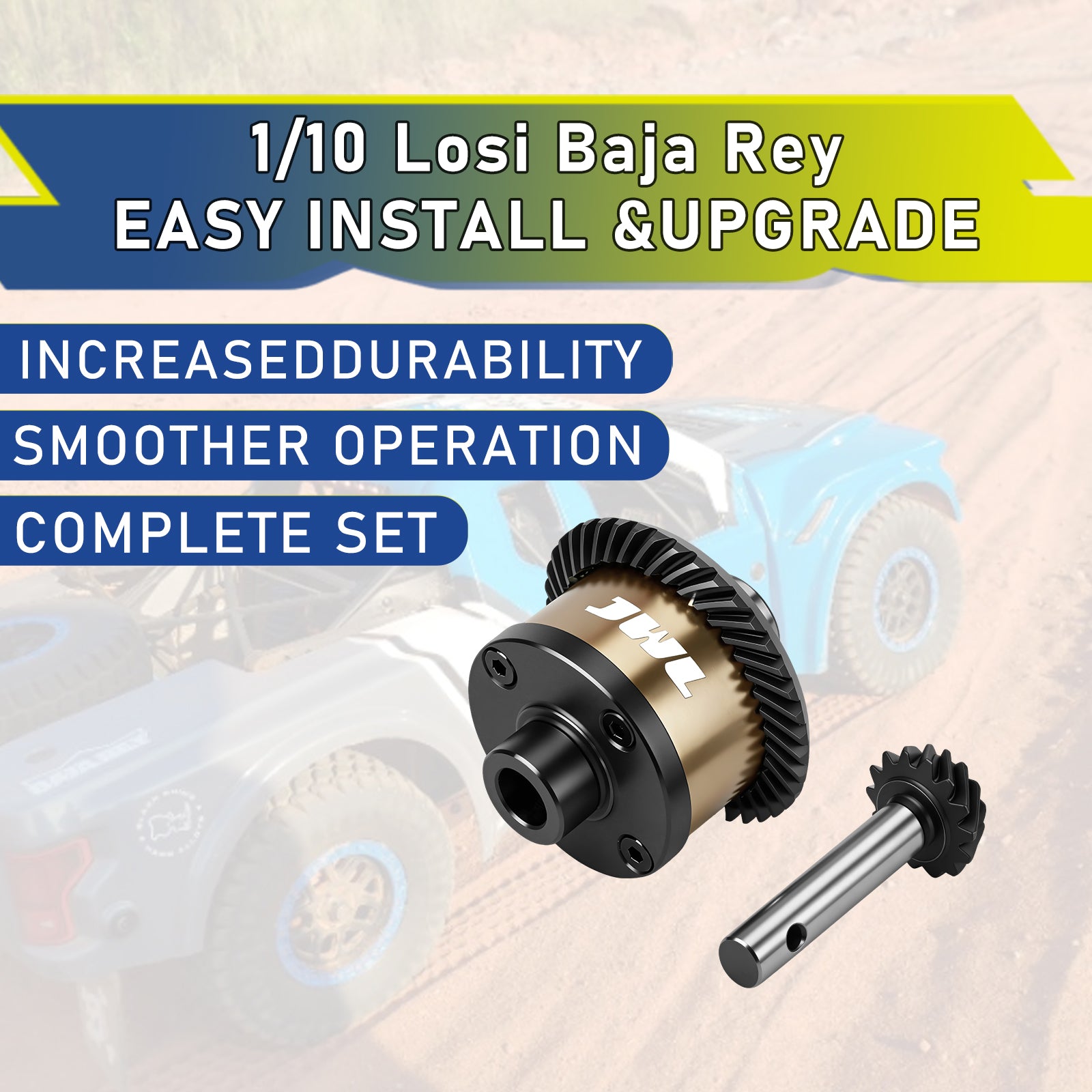 JWL 40T Rear Differential with 14T Input Spiral Gear for LOSI BAJA REY Series