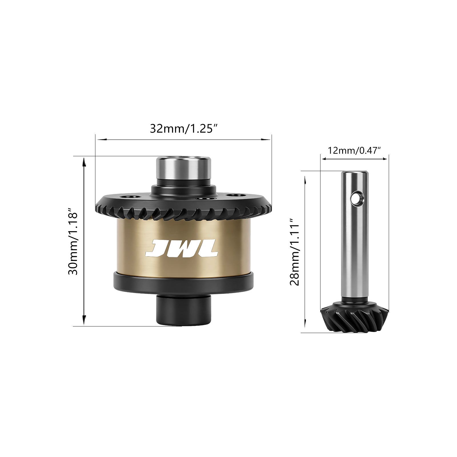 JWL 40T Rear Differential with 14T Input Spiral Gear for LOSI BAJA REY Series