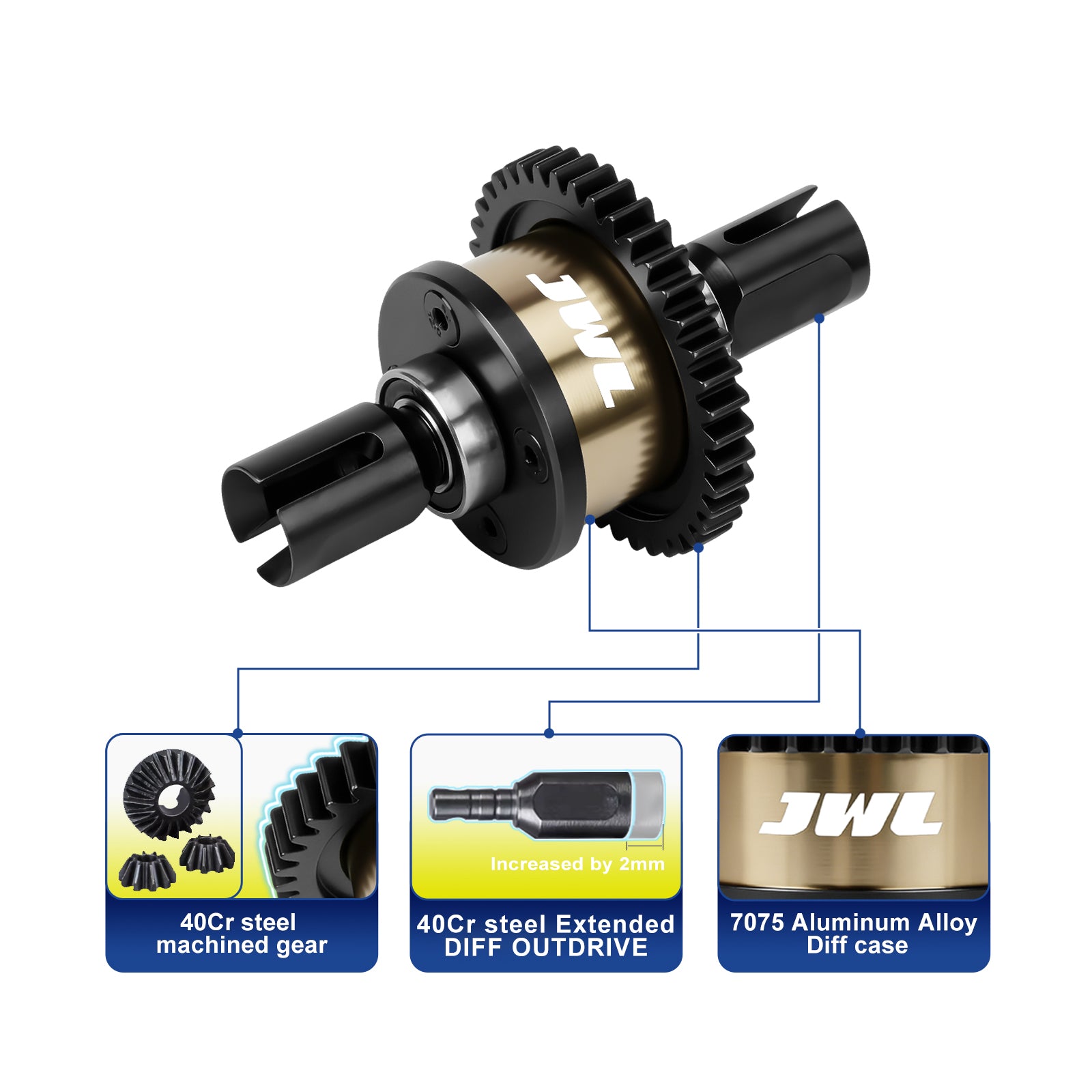 JWL Full Metal Split Center Differential 41T 10WCST for ARRMA 6S Series Upgrades Parts